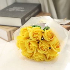 韓國 Black&White 香皂花10朵玫瑰花束, 黃色, 1個