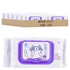 臭味滾 ODOUT 貓用除臭抗菌濕紙巾, 50張, 18包