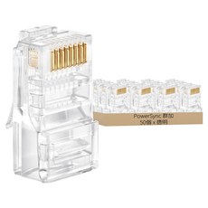 PowerSync 群加 CAT5E單件式 水晶接頭 CAT5E-G8P8C350, 透明, 50個
