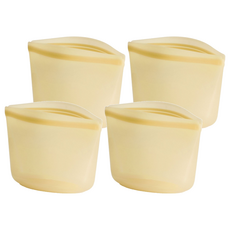 stasher 碗形矽膠密封袋-XS-黃 236ml 可用於微波爐、烤箱、洗碗機, 4個