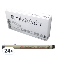 PIGMA 그래픽 캘리그라피펜 1.0mm, BK, 24개