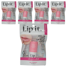 Lip it Feel in Good 晚安唇膜棒 01荔枝玫瑰 5.5g｜深層滋潤、改善乾燥、方便攜帶, 1支, 5支