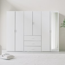 홈엔픽 퍼리든 리르안 옷장 A세트 2400 거울형, 화이트