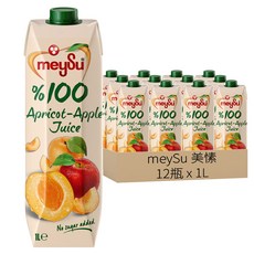 meySu 美愫 100%杏桃蘋果汁, 12瓶, 1L