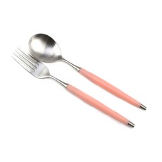 Bogen Le Bien 緞面餐具2件組, 1套, 大茶匙 + 沙拉叉, 柔和粉