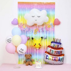 피앤비유니티 마카롱 케익풍선 가랜드커튼세트, 07 케익풍선 가랜드커튼세트 마카롱피카츄, 1세트