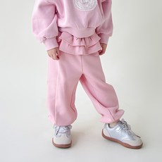 MARI N MORI 兒童款小荷葉邊刷毛束口褲