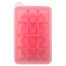 sillymann 100%鉑金矽膠副食品分裝盒 Set 12格, 耐熱-40度~250度，帶蓋設計, 防塵防菌, 30ml, 粉紅色, 1個