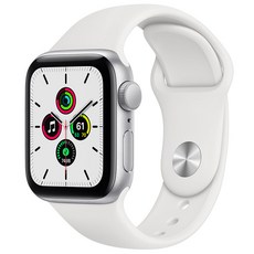 Apple 애플워치 SE, 40mm, GPS, 알루미늄, 실버 / 화이트 스포츠 밴드