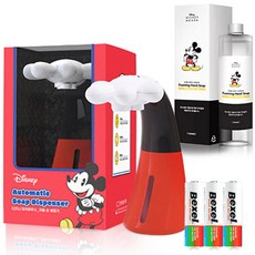 Disney 迪士尼 米老鼠自動泡沫給皂機+洗手液補充瓶 1入+電池 3入, 1套, 混合顏色