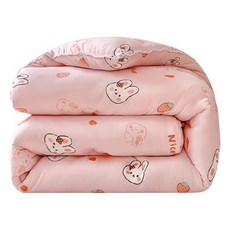 愛北鼻 秋冬幼兒園午睡被, 粉愛心兔子