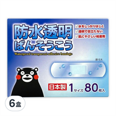 京立奇 救急絆創膏 未滅菌 防水透明, 80個, 6盒