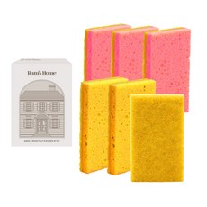 Rams Home 纖維素龍舌蘭無痕菜瓜布 6入 黃色 粉紅色, 1套