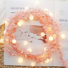 Blüehen DIY聖誕樹造型燈串繩+LED燈串 50燈, 粉色的