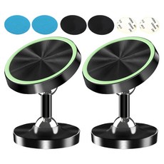 MD global 磁吸式車用黏貼支架 + 雙面膠 + 鐵片組合, 2個, 黑色(支架), 銀色(鐵片)