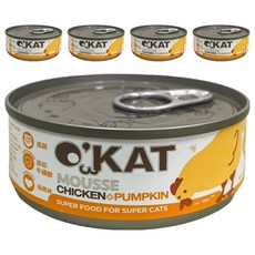O'KAT 美喵人生 美妙肉泥 添加牛磺酸&離胺酸, 雞肉 + 南瓜, 80g, 5罐
