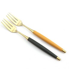 보겐 국내생산 르비앙 골드 커트러리 티포크 2p, 머스타드, 딥그린, 1개