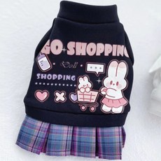 Coco studio 寵物格紋CoCo校園風短裙, 1個, 黑色