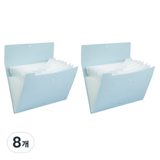 deLi 得力 索引文件袋 8格風琴夾, 粉藍色, 8個