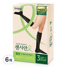 센시안 워크 동국제약 의료기기 압박 반스타킹 블랙, 6개, 종아리/무릎형