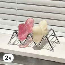 위더스욕실용품 웨이브 논슬립 304 스텐 욕실 물빠짐 비누받침대, 실버, 2개