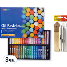 MUNGYO 專家用油性粉彩 36色 MOP-36 + 4種擦筆 + 12p砂紙套組, 混合顏色, 3套