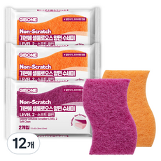 GIBONE 纖維素雙面菜瓜布 等級2 柔軟清潔 隨機出貨, 2入, 12個