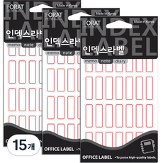 쁘띠팬시 인덱스라벨 일반 견출지 20-209R, 빨강, 18개입, 15개