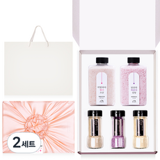 소금공장 소금 4종 + 설탕 + 보자기 랜덤발송 + 쇼핑백 선물세트, 2세트