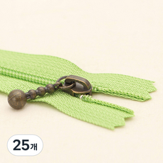 YKK 슬림 코일 지퍼 내추럴 20cm, 그린, 25개