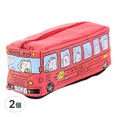 FANCY LIFE 公車文具收納包 紅色 可愛造型文具袋 兒童收納必備, 2個