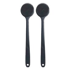 新升級好好握洗澡刷背刷 輕量款, 矽膠材質, 38x8x3.5cm, 約130g, 經典黑, 2支