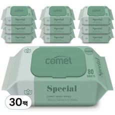 코멧 스페셜 아기물티슈 도톰한 엠보싱 캡형 더마테스트 인증, 65g, 80개입, 30개