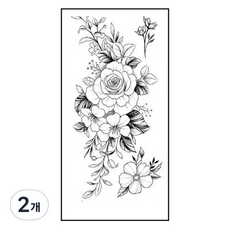 gelluna 黑色花朵身體重點裝飾自助紋身刺青貼紙, 2個, T-39
