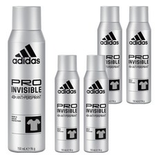 adidas 愛迪達 男用制汗爽身噴霧 無痕乾爽 5瓶 150ml, 48小時長效制汗, 清新檸檬香氛