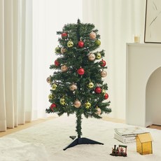 크리스마스 무장식 트리 + 오너먼트 트리장식 36p + LED 줄조명 100구 + 리모콘 세트, 그린(트리), 그린(오너먼트), 웜 화이트(조명)