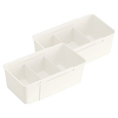 Lifetem 多功能滑動分隔收納箱, 2個, 白色