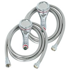鍍鉻增壓蓮蓬頭+軟管組 2m, 2組, 銀色
