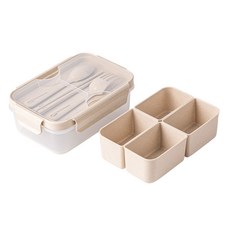 Nanu Dam 每日3層便當盒 1100ml 4格, 1個, 混合顏色