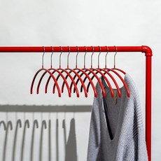 MAWA 防滑輕質弧形衣架, 珍珠紅, 10個