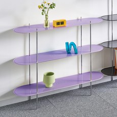 뮤레브 타원 철제 모듈 미드센츄리 모던 사이드 테이블 선반, 바이올렛, 3단