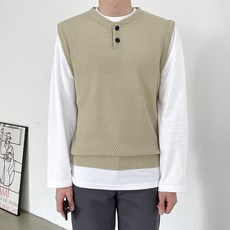 JHSTYLE 男士蜂巢織亨利領針織背心 CWROK275