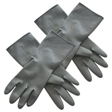 廚房衛浴清潔手套 天然乳膠材質 M/L尺寸可選, M(32 x 10.2cm), 石墨灰, 2雙