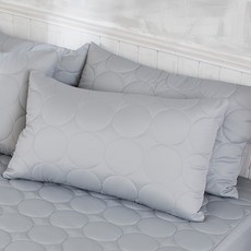 寢城之戀 圓彩防塵防汙舖棉保潔枕套 淺灰 枕套1對 台灣製 親膚舒適