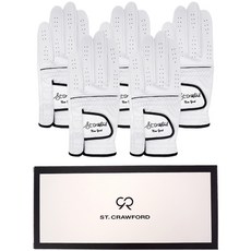 쌩크로포드 남성용 올양피 플렉스 그립 골프장갑 왼손용, 화이트, 5개