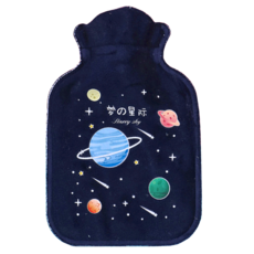 卡通造型熱水熱敷暖手袋, 絨毛 PVC材質, 淺青星際3,150ml, 3個