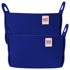 마롱즈 접이식 펠트 수납 바구니, 블루, 2개
