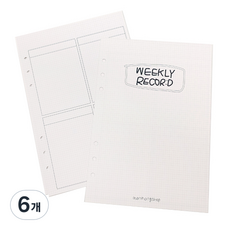 레코드 가로 위클리 속지 ver2 6공 타공 30p, 혼합색상, 6개