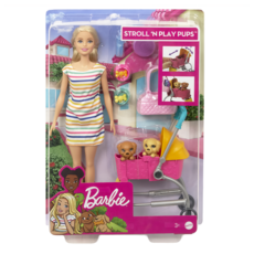 Barbie 芭比 開心小狗推車組合, 1組, 芭比 開心小狗推車 多色