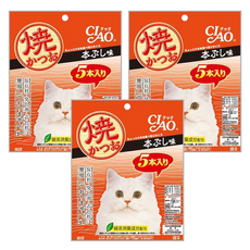 INABA CIAO 啾嚕 宗田鰹燒魚柳條 5條, 綠茶消臭成分配合, 原味高湯, 100g, 3袋